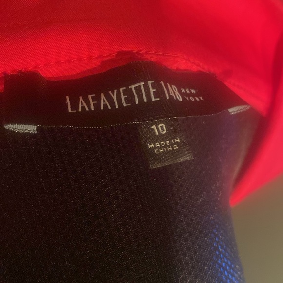 Women's Lafayette 148 hot pink Tunic length Button-Up Shirt.  Size 10 - Picture 6 of 6